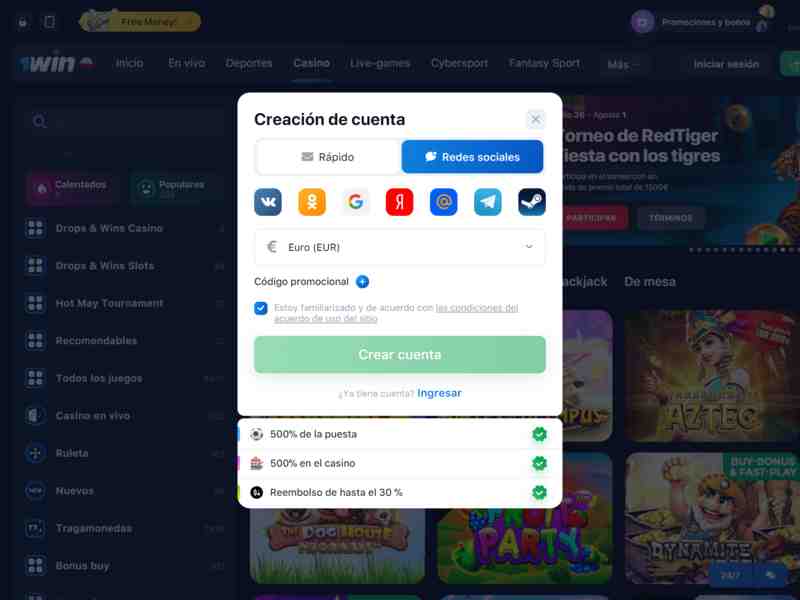 Regístrese 1win