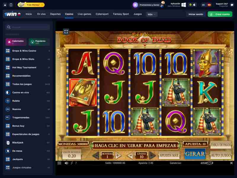 Luego está el juego Book of Dead en el casino en línea 1win.
